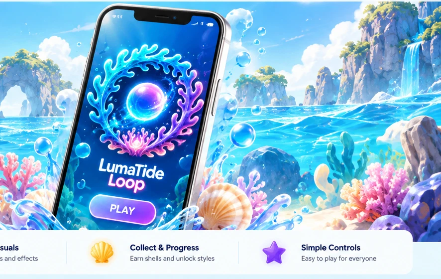 Ocean-themed LumaTide Loop gameplay artwork